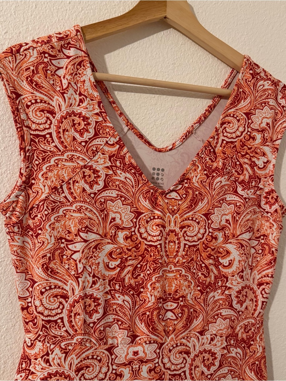 Title Nine Womens Double Dare Diamalete Athletic Mini Dress Sz S Orange Paisley - Picture 5 of 9